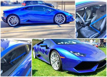 Lamborghini Huracan with Cobalt Blue Seat Belts